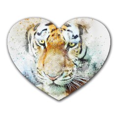 Tiger Animal Art Abstract Heart Mousepads by Celenk