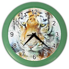 Tiger Animal Art Abstract Color Wall Clocks by Celenk