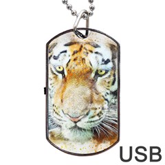 Tiger Animal Art Abstract Dog Tag Usb Flash (two Sides) by Celenk