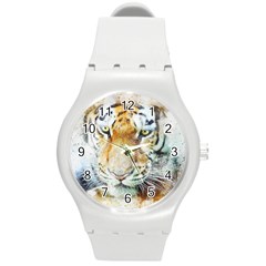 Tiger Animal Art Abstract Round Plastic Sport Watch (m) by Celenk