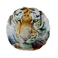 Tiger Animal Art Abstract Standard 15  Premium Round Cushions by Celenk