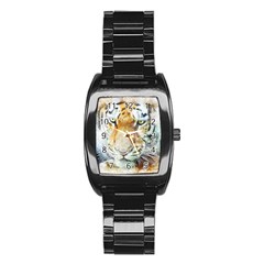 Tiger Animal Art Abstract Stainless Steel Barrel Watch by Celenk