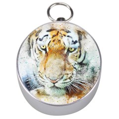 Tiger Animal Art Abstract Silver Compasses by Celenk