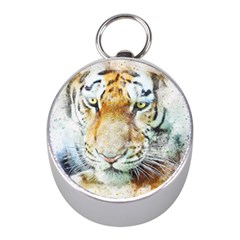 Tiger Animal Art Abstract Mini Silver Compasses by Celenk