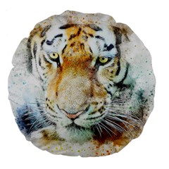 Tiger Animal Art Abstract Large 18  Premium Flano Round Cushions by Celenk