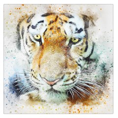 Tiger Animal Art Abstract Large Satin Scarf (square) by Celenk