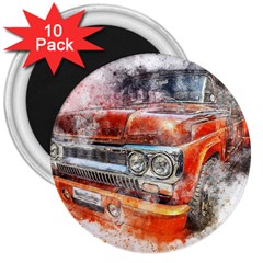 Car Old Car Art Abstract 3  Magnets (10 Pack)  by Celenk