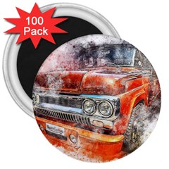 Car Old Car Art Abstract 3  Magnets (100 Pack) by Celenk