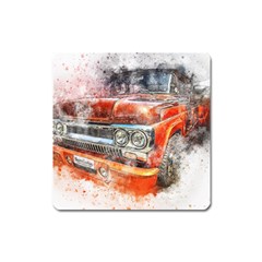 Car Old Car Art Abstract Square Magnet by Celenk