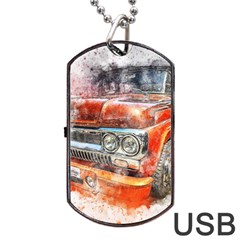 Car Old Car Art Abstract Dog Tag Usb Flash (one Side) by Celenk