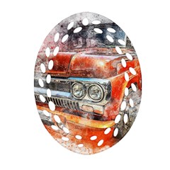 Car Old Car Art Abstract Oval Filigree Ornament (two Sides) by Celenk