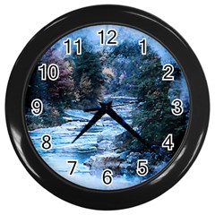 River Water Art Abstract Stones Wall Clocks (black) by Celenk