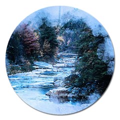 River Water Art Abstract Stones Magnet 5  (round) by Celenk