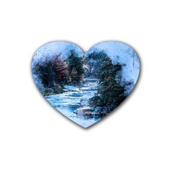 River Water Art Abstract Stones Heart Coaster (4 Pack)  by Celenk