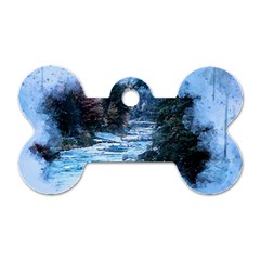 River Water Art Abstract Stones Dog Tag Bone (one Side) by Celenk