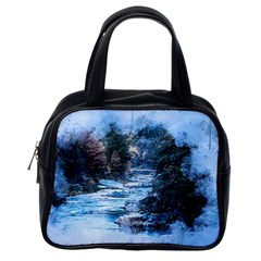 River Water Art Abstract Stones Classic Handbags (one Side) by Celenk