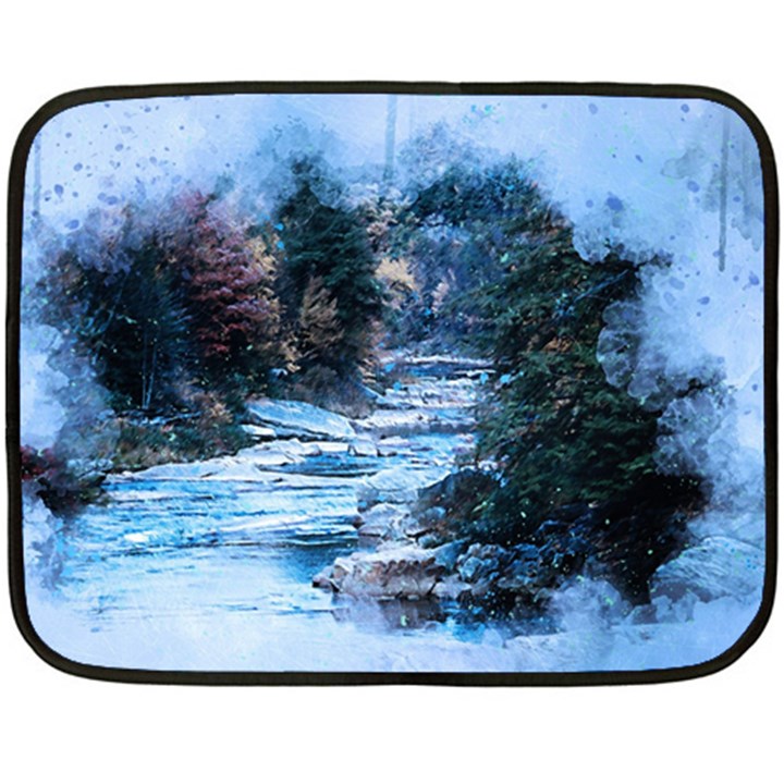 River Water Art Abstract Stones Fleece Blanket (Mini)