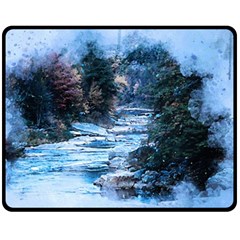 River Water Art Abstract Stones Fleece Blanket (medium)  by Celenk