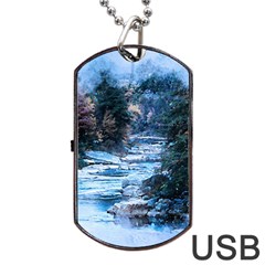 River Water Art Abstract Stones Dog Tag Usb Flash (two Sides) by Celenk