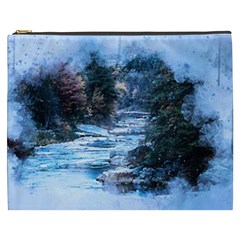 River Water Art Abstract Stones Cosmetic Bag (xxxl)  by Celenk