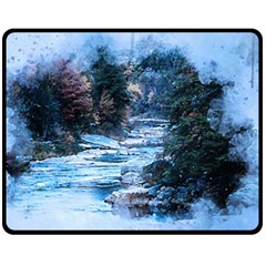 River Water Art Abstract Stones Double Sided Fleece Blanket (medium)  by Celenk