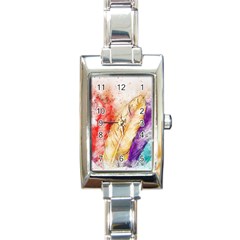 Feathers Bird Animal Art Abstract Rectangle Italian Charm Watch by Celenk