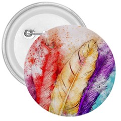 Feathers Bird Animal Art Abstract 3  Buttons by Celenk