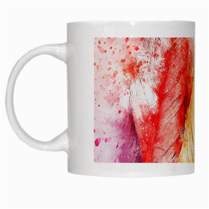 Feathers Bird Animal Art Abstract White Mugs