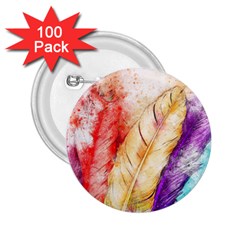 Feathers Bird Animal Art Abstract 2 25  Buttons (100 Pack)  by Celenk