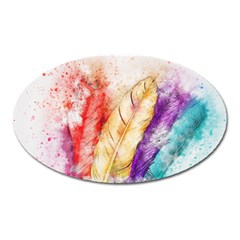 Feathers Bird Animal Art Abstract Oval Magnet by Celenk