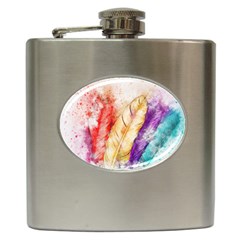 Feathers Bird Animal Art Abstract Hip Flask (6 Oz)