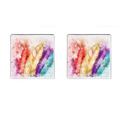 Feathers Bird Animal Art Abstract Cufflinks (square) by Celenk