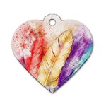 Feathers Bird Animal Art Abstract Dog Tag Heart (One Side) Front