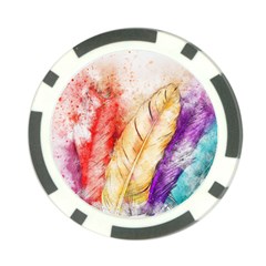 Feathers Bird Animal Art Abstract Poker Chip Card Guard by Celenk