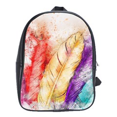 Feathers Bird Animal Art Abstract School Bag (large) by Celenk