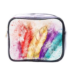 Feathers Bird Animal Art Abstract Mini Toiletries Bags by Celenk