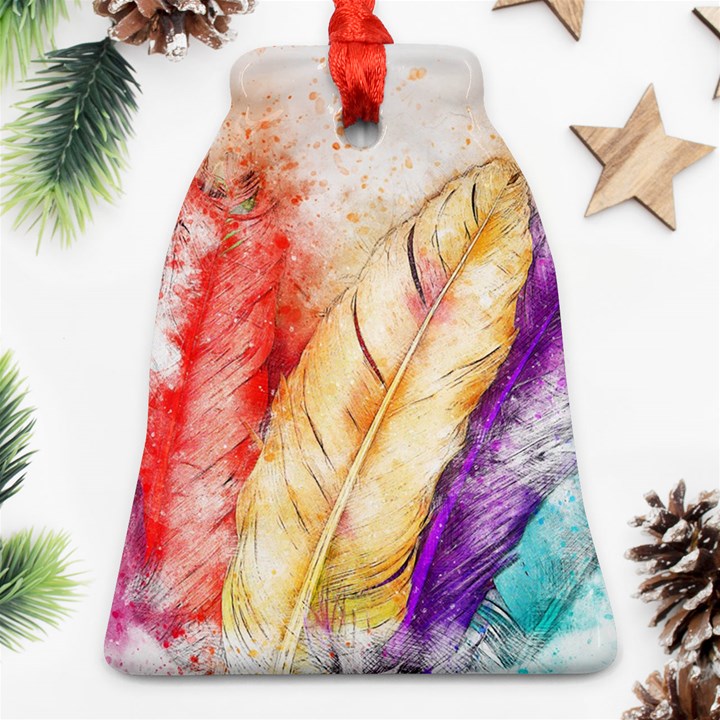 Feathers Bird Animal Art Abstract Bell Ornament (Two Sides)