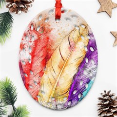 Feathers Bird Animal Art Abstract Oval Filigree Ornament (two Sides) by Celenk