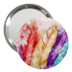 Feathers Bird Animal Art Abstract 3  Handbag Mirrors by Celenk