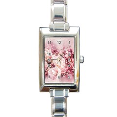 Flowers Bouquet Art Abstract Rectangle Italian Charm Watch by Celenk