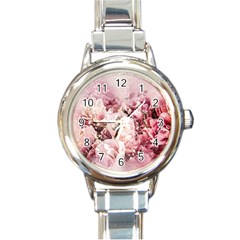 Flowers Bouquet Art Abstract Round Italian Charm Watch by Celenk