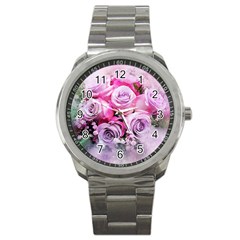 Flowers Roses Bouquet Art Abstract Sport Metal Watch by Celenk