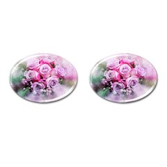 Flowers Roses Bouquet Art Abstract Cufflinks (oval) by Celenk