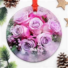 Flowers Roses Bouquet Art Abstract Round Ornament (two Sides) by Celenk