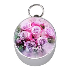 Flowers Roses Bouquet Art Abstract Mini Silver Compasses by Celenk