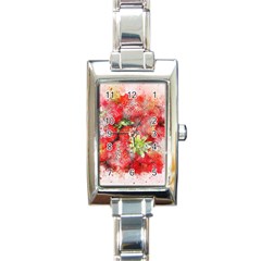 Strawberries Fruit Food Art Rectangle Italian Charm Watch by Celenk