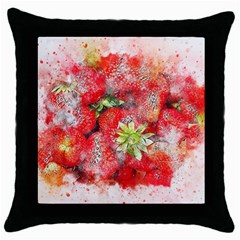 Strawberries Fruit Food Art Throw Pillow Case (black) by Celenk