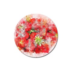 Strawberries Fruit Food Art Magnet 3  (round) by Celenk