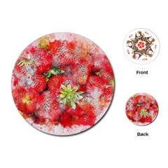 Strawberries Fruit Food Art Playing Cards (round) 