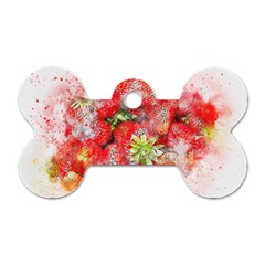 Strawberries Fruit Food Art Dog Tag Bone (two Sides) by Celenk